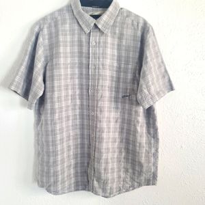 Billabong Men's Striped Button Down Straight Fit Short Sleeve Shirt Large
